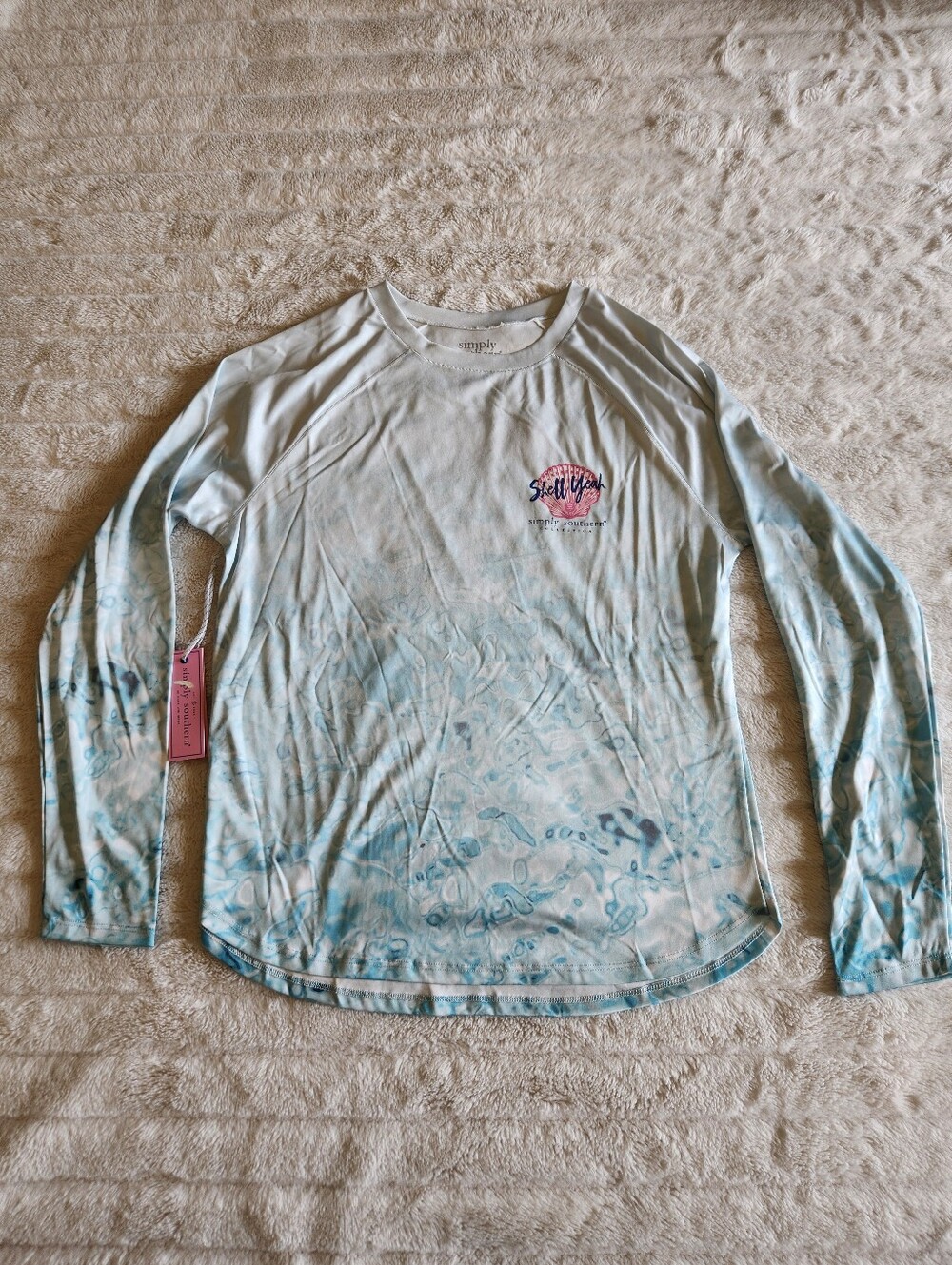 Simply Southern Long Sleeve Teal & Pink Tie-Dye Size Medium